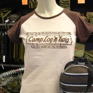 Vintage Camp Log-N-Twig T-shirt. Womes/Girls